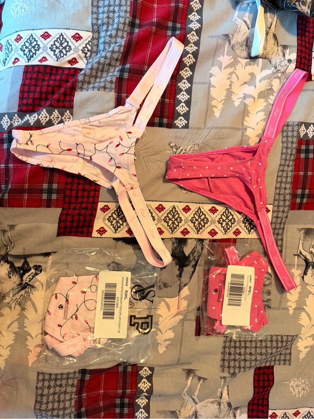 PINK Victoria's Secret Light Pink & Hot Pink Thong Set - Picture 2 of 2